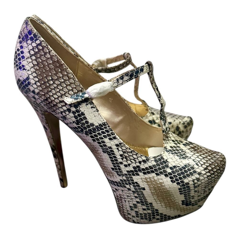 Luichiny Sexy Snakeskin Stiletto 5.5" Mary Jane Platform Heel Tilda 8.5M Retro - Picture 3 of 9